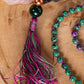 Mala con 108 perle di Zoisite, Pietra Guru Diaspro verde, Rame