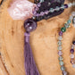 Mala per meditare 108 perle in Fluorite, Pietra Guru Ametista, Argento 925