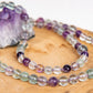 Mala per meditare 108 perle in Fluorite, Pietra Guru Ametista, Argento 925