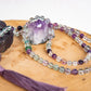 Mala per meditare 108 perle in Fluorite, Pietra Guru Ametista, Argento 925