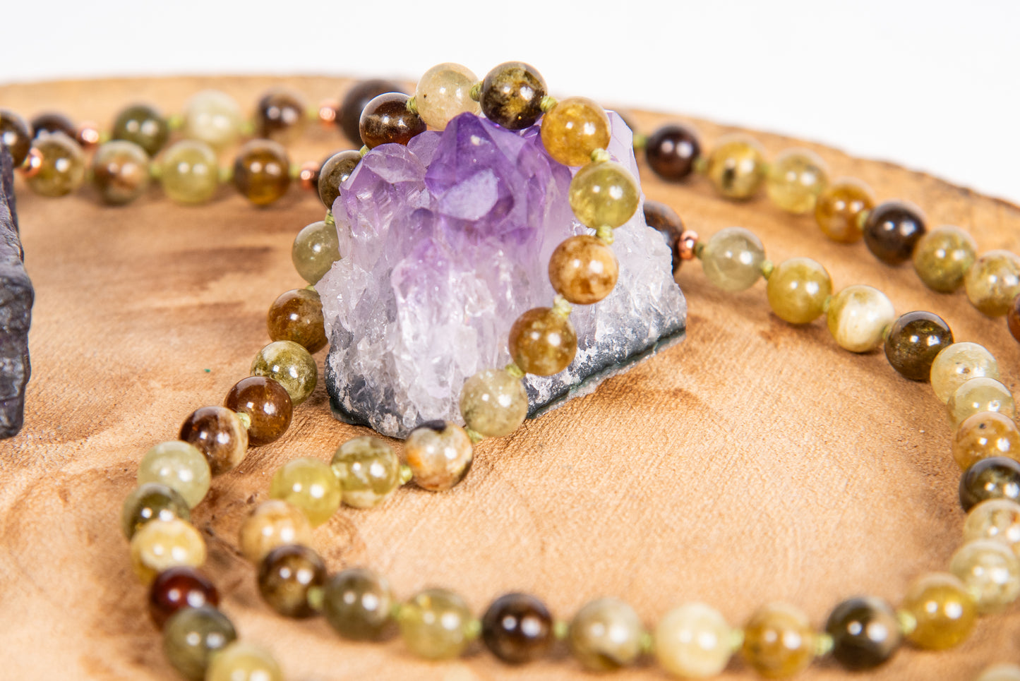 Mala in Pietra serpentina nobile, Pietra Guru Agata, Rame