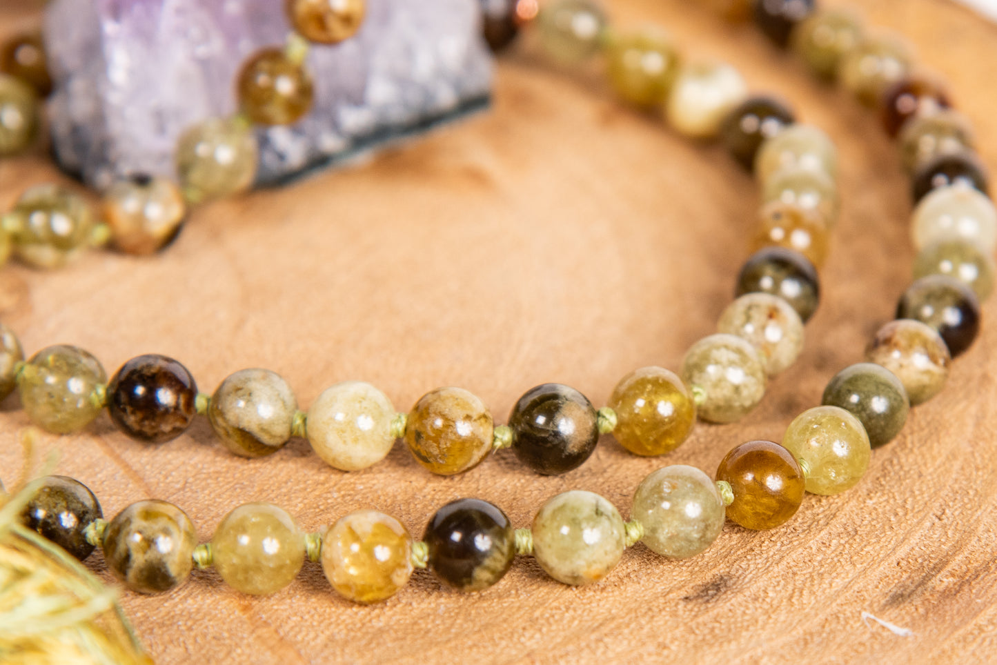 Mala in Pietra serpentina nobile, Pietra Guru Agata, Rame