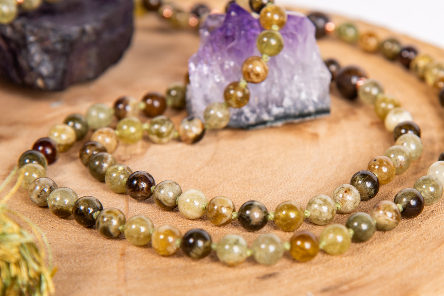 Mala in Pietra serpentina nobile, Pietra Guru Agata, Rame