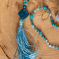 Mala collana 108 perle di Acquamarina e Apatite, Pietra Guru Apatite, Rame