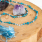 Mala collana 108 perle di Acquamarina e Apatite, Pietra Guru Apatite, Rame