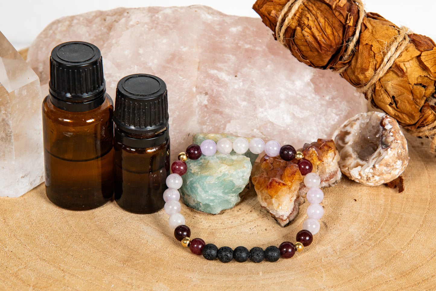 Tormalina rosa, ametista lavanda, lava, argento dorato 925