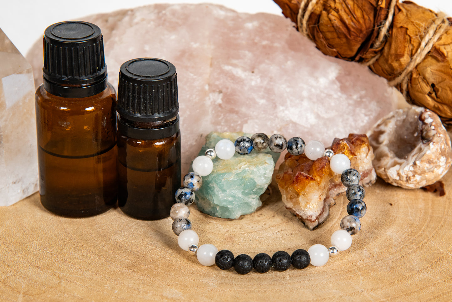 Diaspro K2, labradorite bianca, lava, argento 925