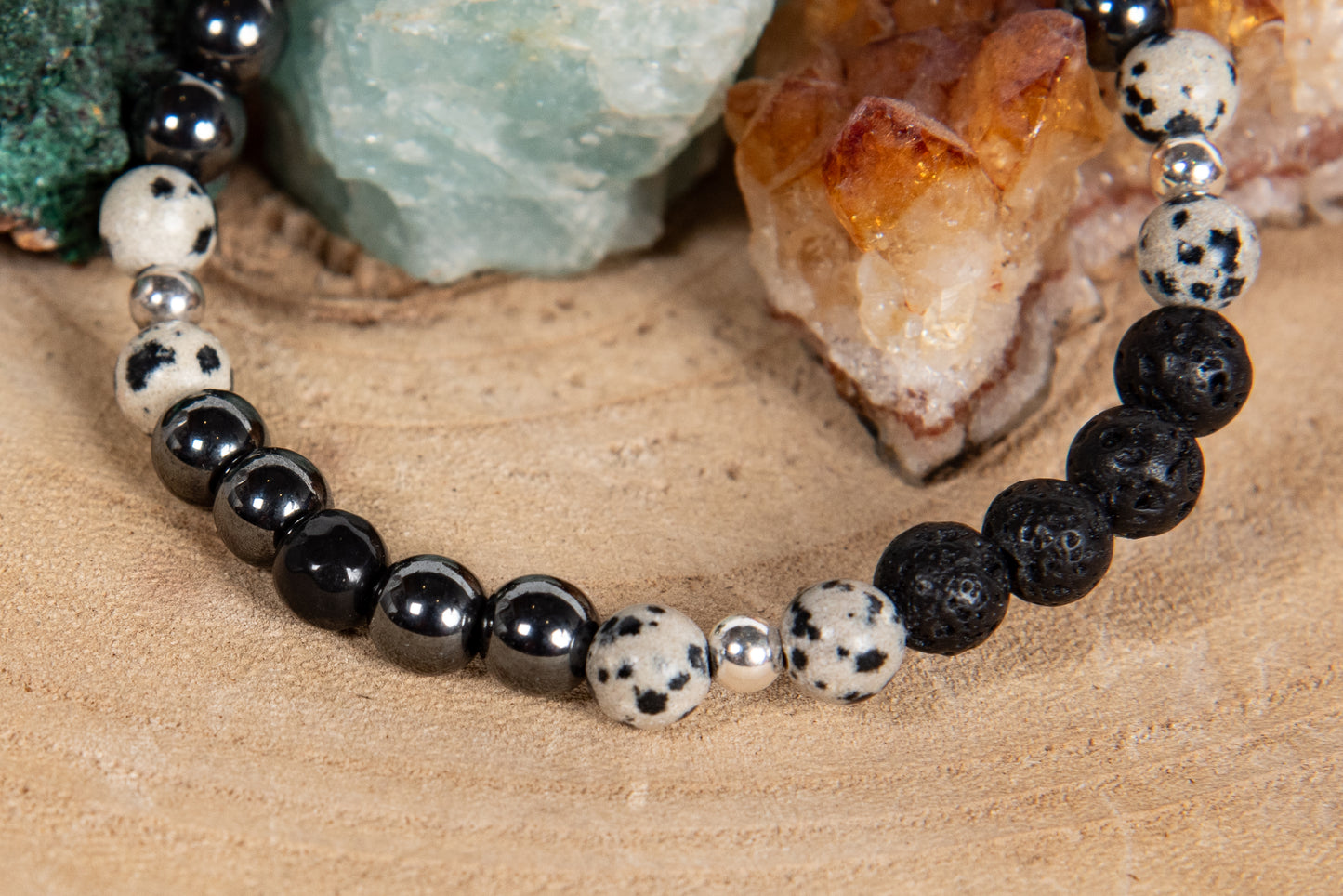 Diaspro dalmata, onice, ematite, lava, argento 925