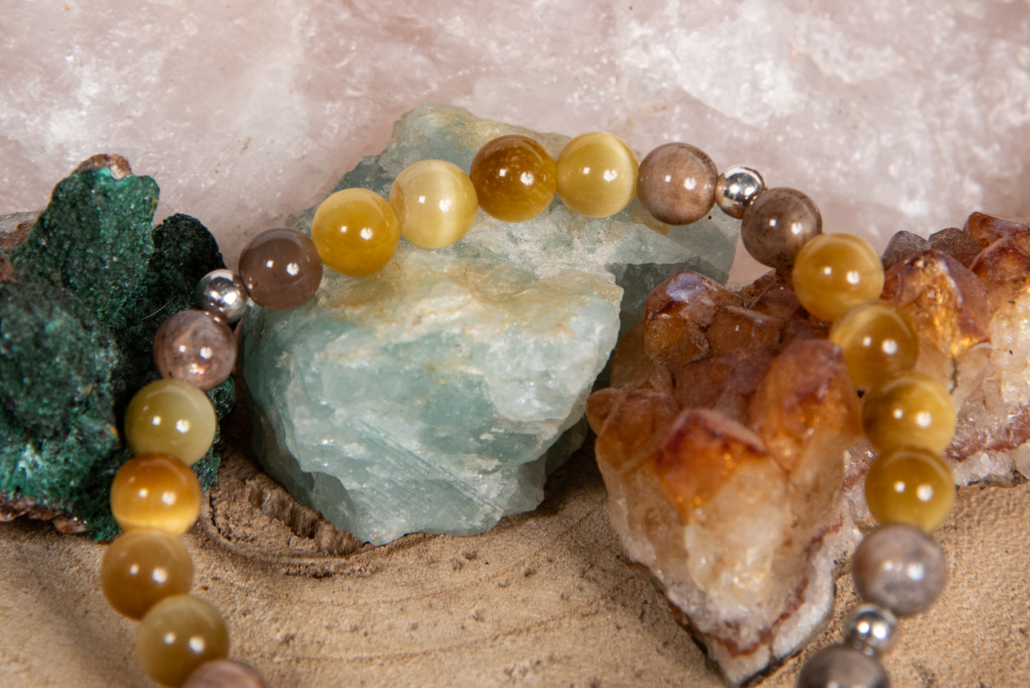 Occhio di tigre dorato, pietra di luna nera, lava, argento 925