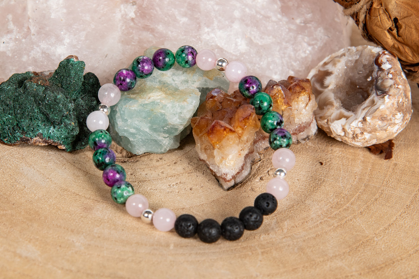 Zoisite, ametista lavanda, lava, argento 925