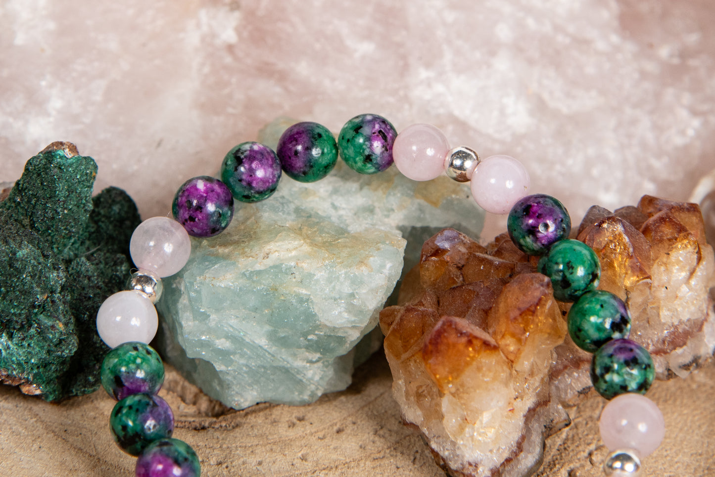 Zoisite, ametista lavanda, lava, argento 925