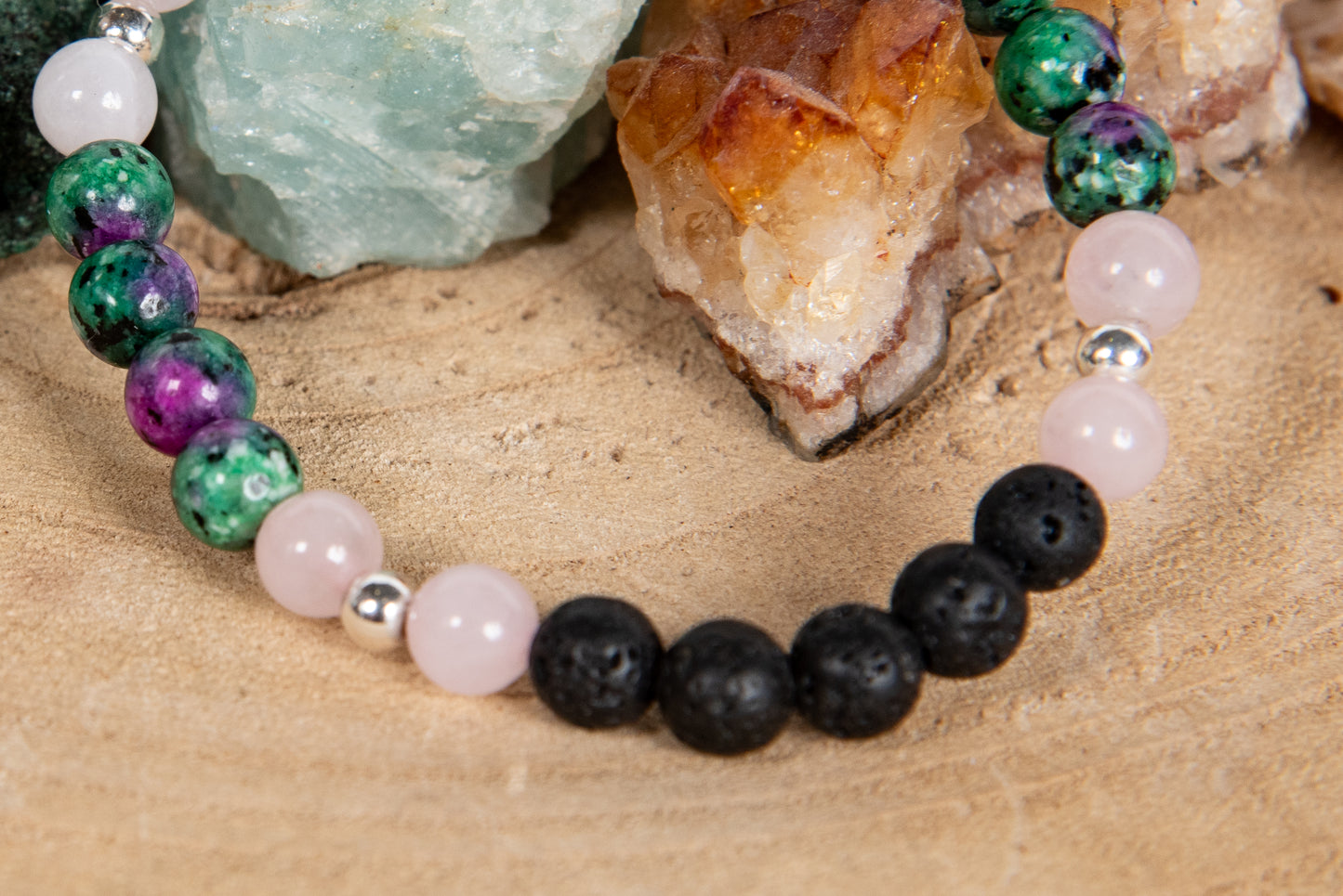 Zoisite, ametista lavanda, lava, argento 925