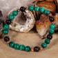 Bracciale perle 6 mm granato, malachite, rame