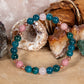 Bracciale perle 6 mm ametista lavanda, apatite, rodonite, rame