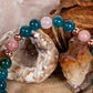 Bracciale perle 6 mm ametista lavanda, apatite, rodonite, rame