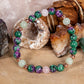 Bracciale perle 6 mm zoisite, quarzo rosa, giadeite, rame