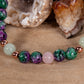 Bracciale perle 6 mm zoisite, quarzo rosa, giadeite, rame