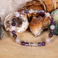 Bracciale perle 6 mm ametista, ametista lavanda, cristallo di rocca, rame