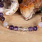 Bracciale perle 6 mm ametista, ametista lavanda, cristallo di rocca, rame
