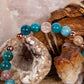 Bracciale perle 6 mm quarzo ematoide, quarzo citrino, apatite, rame