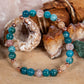 Bracciale perle 6 mm quarzo ematoide, quarzo citrino, apatite, rame