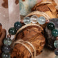 Bracciale perle 8 mm fluorite, agata muschiata, rame