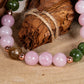 Bracciale perle 8 mm kunzite, tormalina naturale, rame