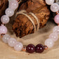 Bracciale perle 8 mm kunzite, quarzo rosa, granato almandino, rame