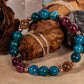 Bracciale perle 8 mm tormalina naturale, apatite, rame