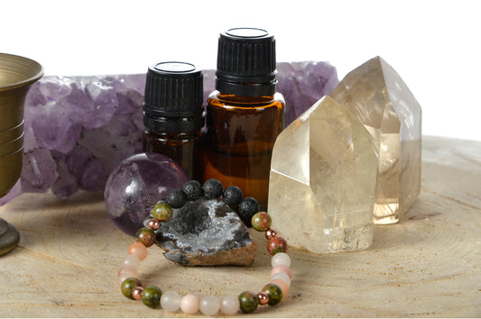 Avventurina rosa, unakite, lava, rame