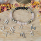 Quarzo rosa, diaspro dalmata, lava, argento 925, charms