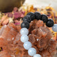 Angelite, agata bianca, lava, argento 925