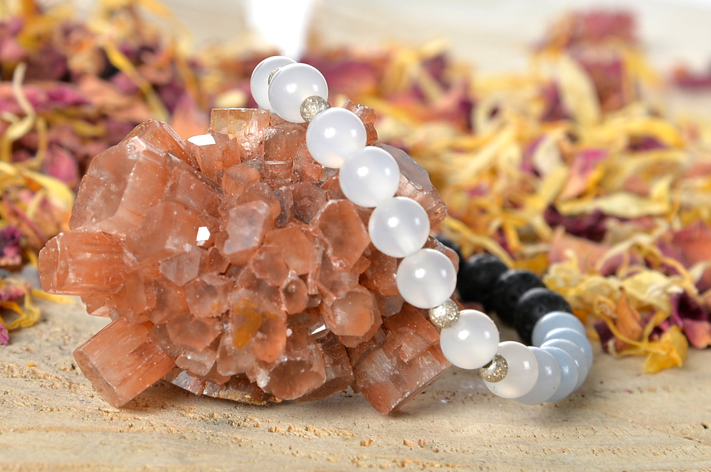 Angelite, agata bianca, lava, argento 925