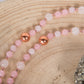 Mala in Quarzo rosa, Pietra Guru Quarzo in rosa, Rame