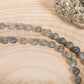 Mala in labradorite e corniola, rame