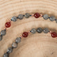 Mala in Labradorite, Pietra Guru Agata rossa e Rame