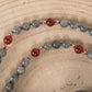 Mala in Labradorite, Pietra Guru Agata rossa e Rame