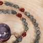 Mala in Labradorite, Pietra Guru Agata rossa e Rame