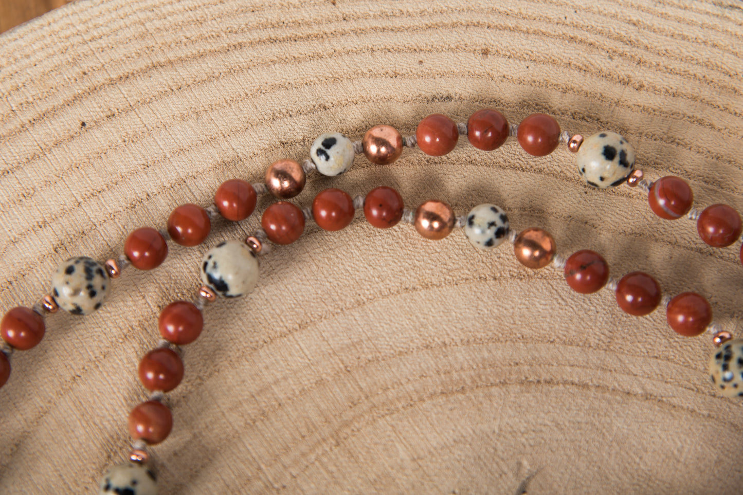 Mala in Diaspro rosso, Diaspro Dalmata, Pietra Guru Diaspro brecciato e rame