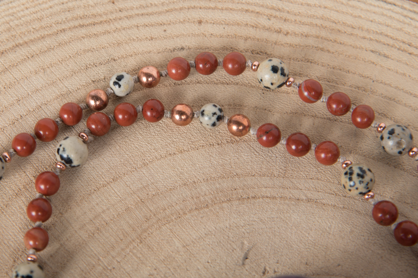 Mala in Diaspro rosso, Diaspro Dalmata, Pietra Guru Diaspro brecciato e rame