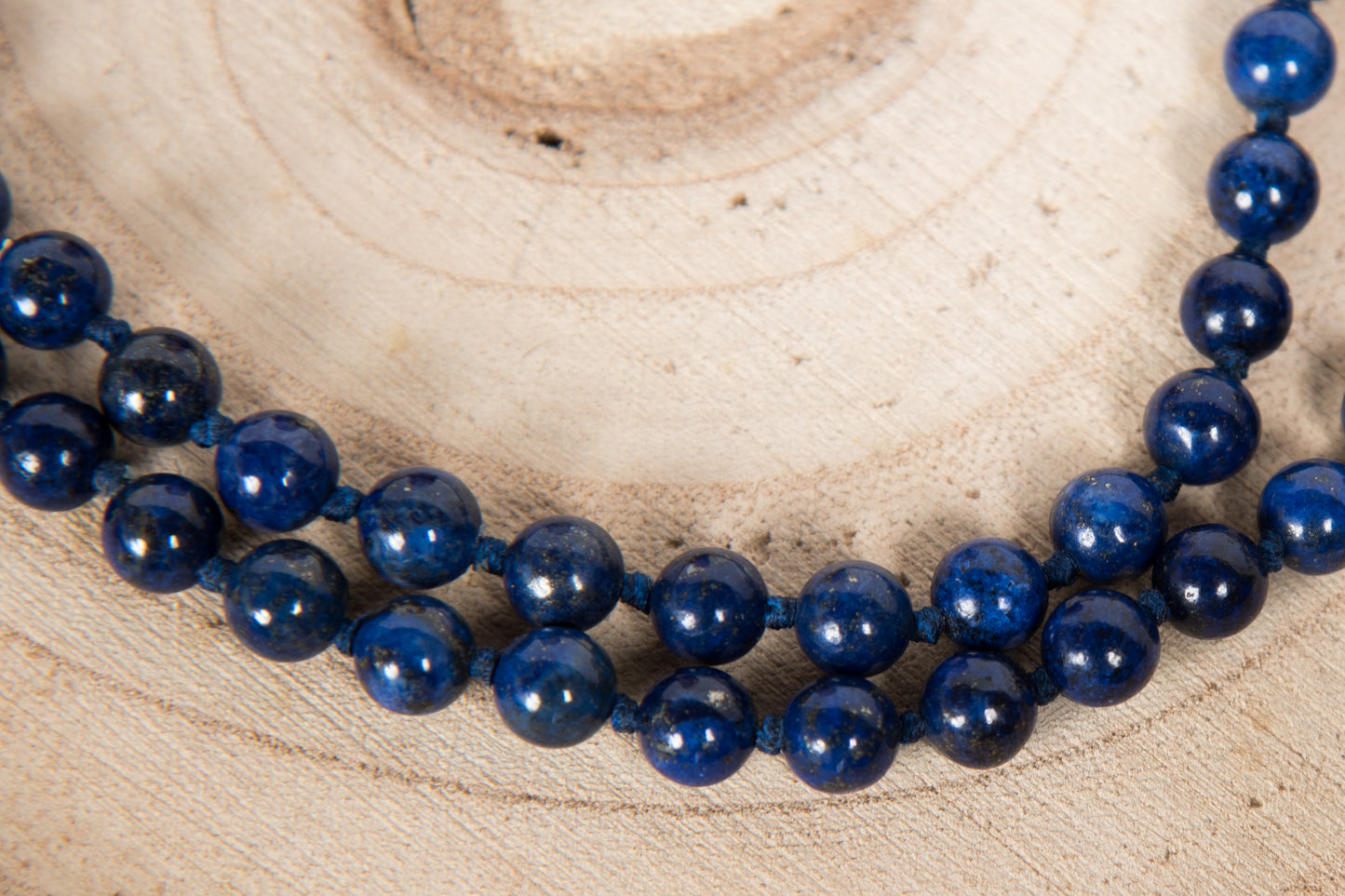 Mala in Lapislazzuli, Pietra guru Perla Tibetana, Argento dorato 925, Placcato Oro 14 kt