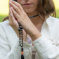Mala collana per meditare in Pietra lavica e Tormalina nera