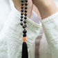 Mala collana per meditare in Pietra lavica e Tormalina nera