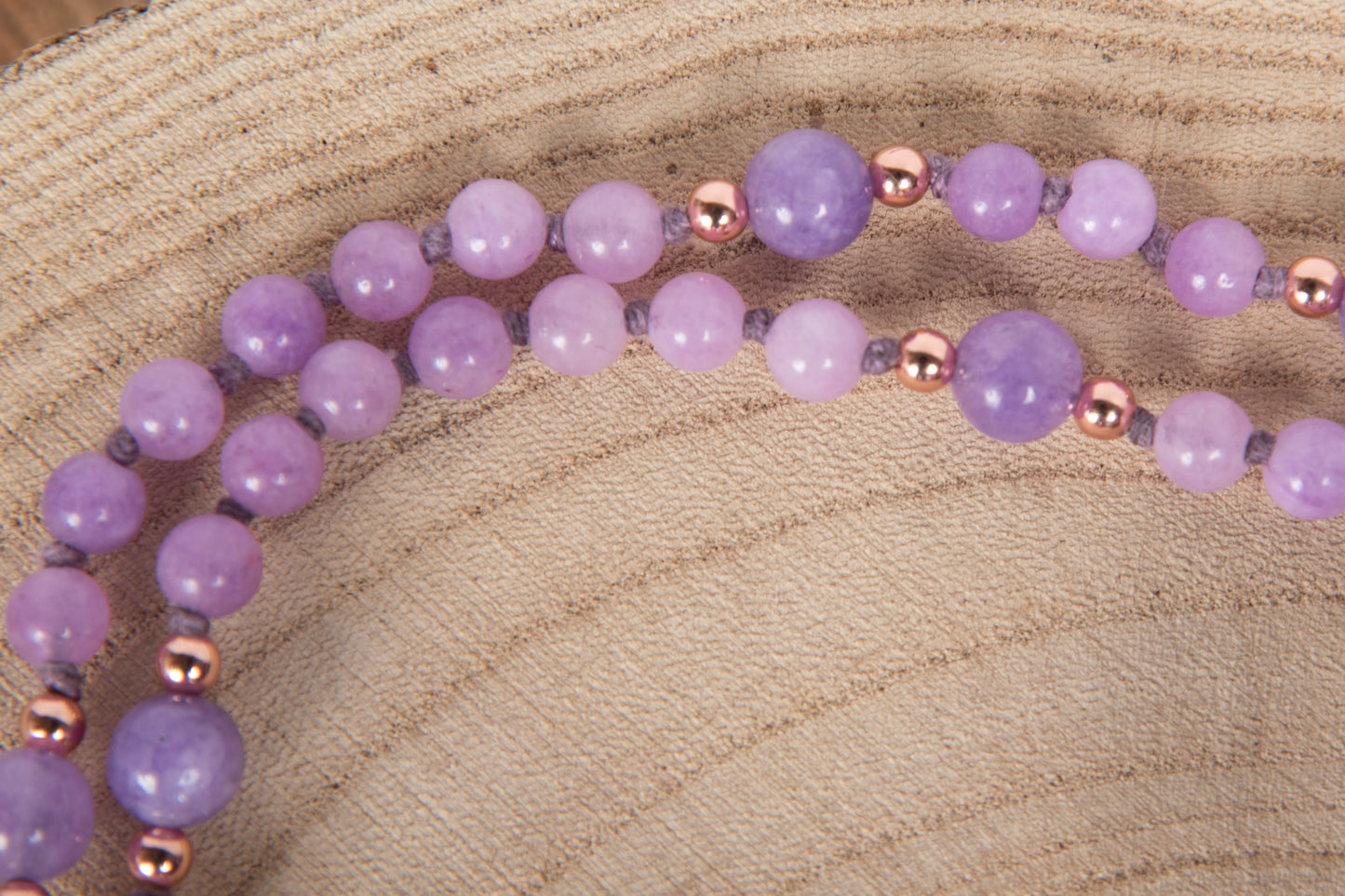 Mala in Ametista lavanda, Pietra Guru Ametista e Rame