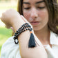 Mala collana per meditare in Pietra lavica e Tormalina nera