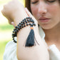 Mala collana per meditare in Pietra lavica e Tormalina nera