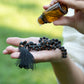 Mala collana per meditare in Pietra lavica e Tormalina nera