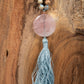 Mala da meditazione in Diaspro imperiale, Rodonite, Pietra Guru Quarzo rosa e Rame