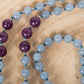 Mala in Angelite, Pietra Guru Ametista, Argento 925
