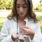 Mala collana da meditazione in Pietra lavica e Labradorite